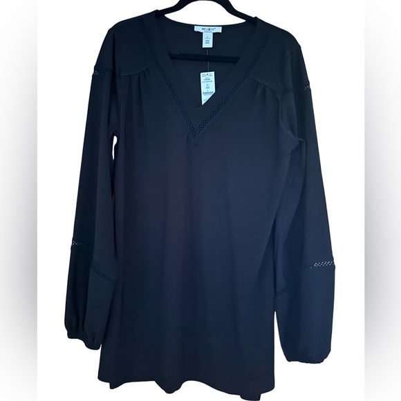 🖤🖤SOLD 🖤🖤NWT White House Black Market Delicate Lace Trim Black Tunic - Picture 6 of 9